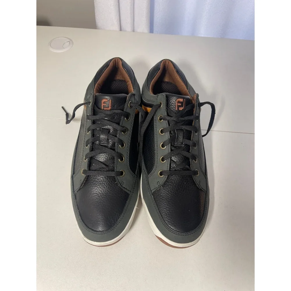 FootJoy Contour Casual Men's Golf Shoes Black Charcoal Leather Spikeless 54363